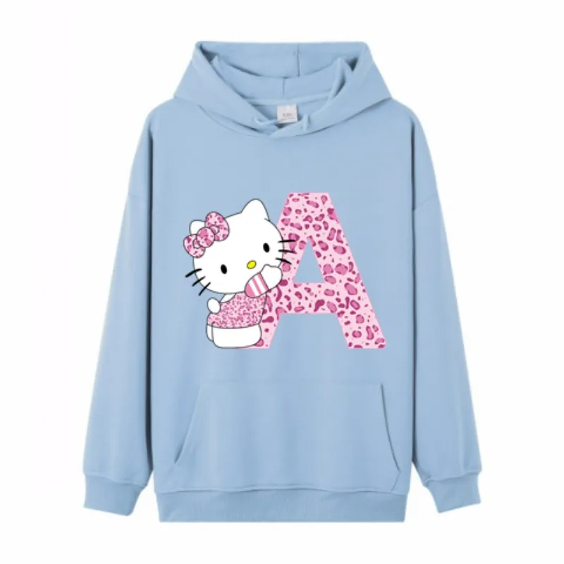 

Кавайное теплое худи с надписью Hello Kitty в стиле аниме, осенний свитер с капюшоном Sanrio, Зимний пуловер, мягкая женская одежда с сердечками, товары в подарок