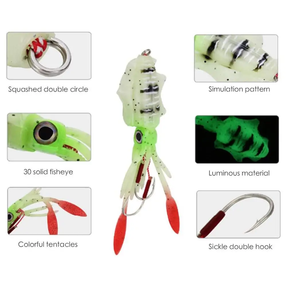 Bite-resistant 15cm60g Squid Fishing Bait With Double Hook Reusable Simulation Fake Bait For Fishing images - 6