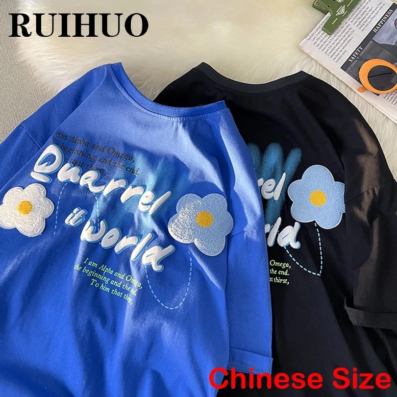 

Футболка RUIHUO мужская с принтом, винтажная уличная одежда в китайском стиле, топы в стиле Харадзюку, размеры 5XL, весна 2022