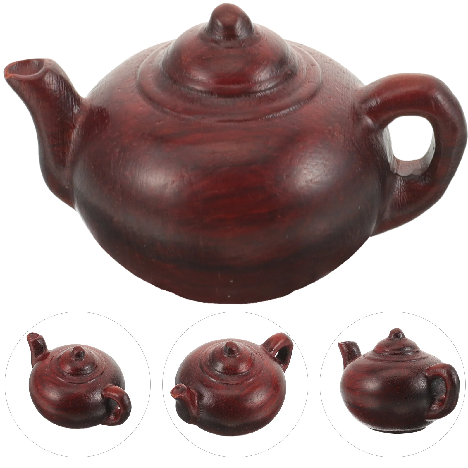 Wood Decor Keychain Hanging Charms Crafts Decoration Animal Statue Pendant Wooden Teapot