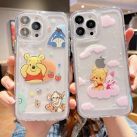 disney winnie the pooh phone cases for iphone 13 12 11 pro max xr xs max 8 x 7 se couple transparent anti drop soft tpu cover