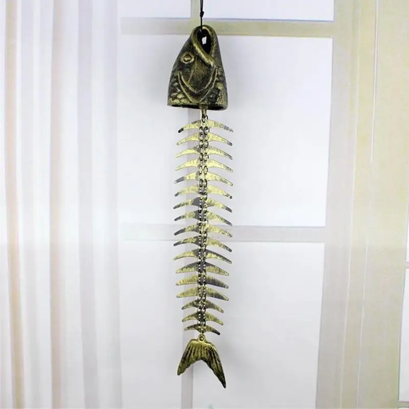 

Vintage Metal Wind Chimes Decoration Garden Hangings Decor Outdoor Bronze Fish Bone Cast Iron Wind Chimes