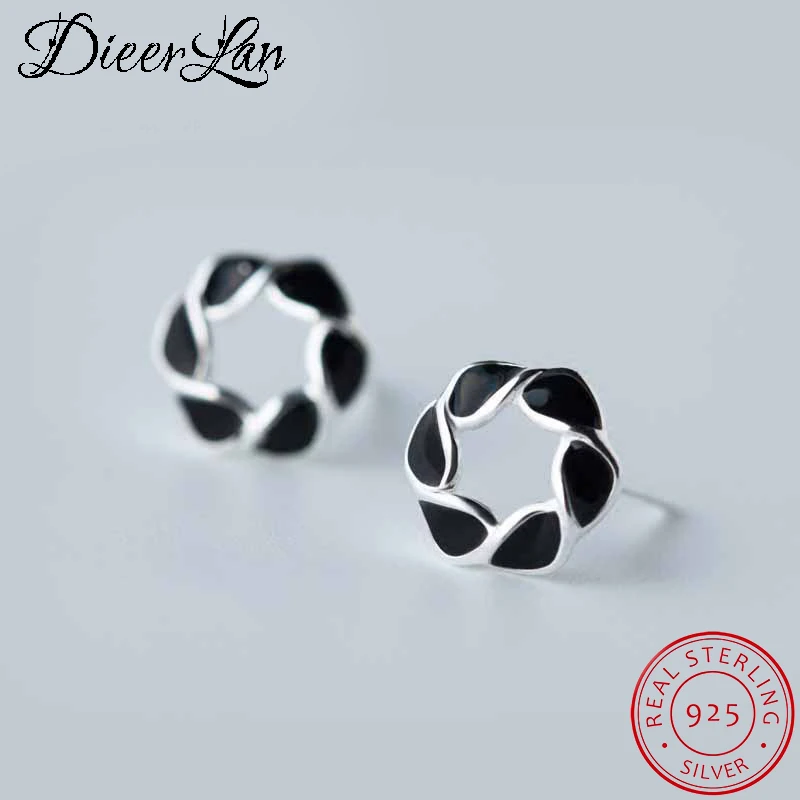 

Женские черные серьги-кольца из серебра 925 пробы, корейские ювелирные изделия для вечевечерние в стиле панк-подростков, подарочные аксессуа...