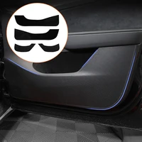 car door anti kick pad leather protection film for tesla 2021 2022 model 3 model y protector stickers carbon trim accessories