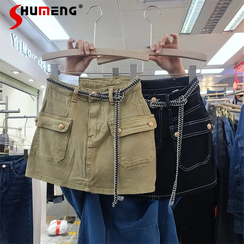 

Женская джинсовая юбка-футляр, легкая яркая однотонная короткая джинсовая юбка цвета хаки, лето 2022