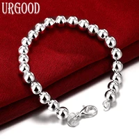 925 sterling silver fashion jewelry 8mm smooth bead chain bracelet for women men party wedding gift