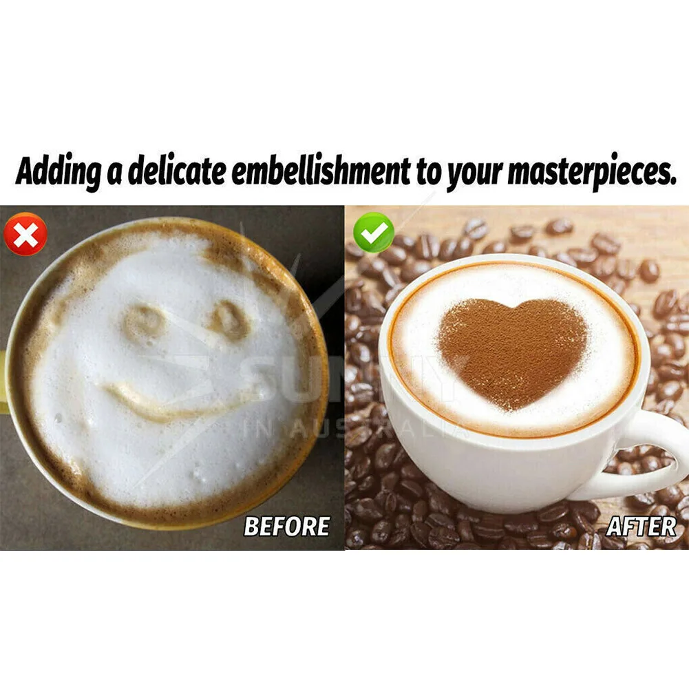 

32pcs Mold Coffee Milk Cake Cupcake Stencil Template DIY Decorating Coffee Printing Barista Template Strew Pad Duster Spray Tool