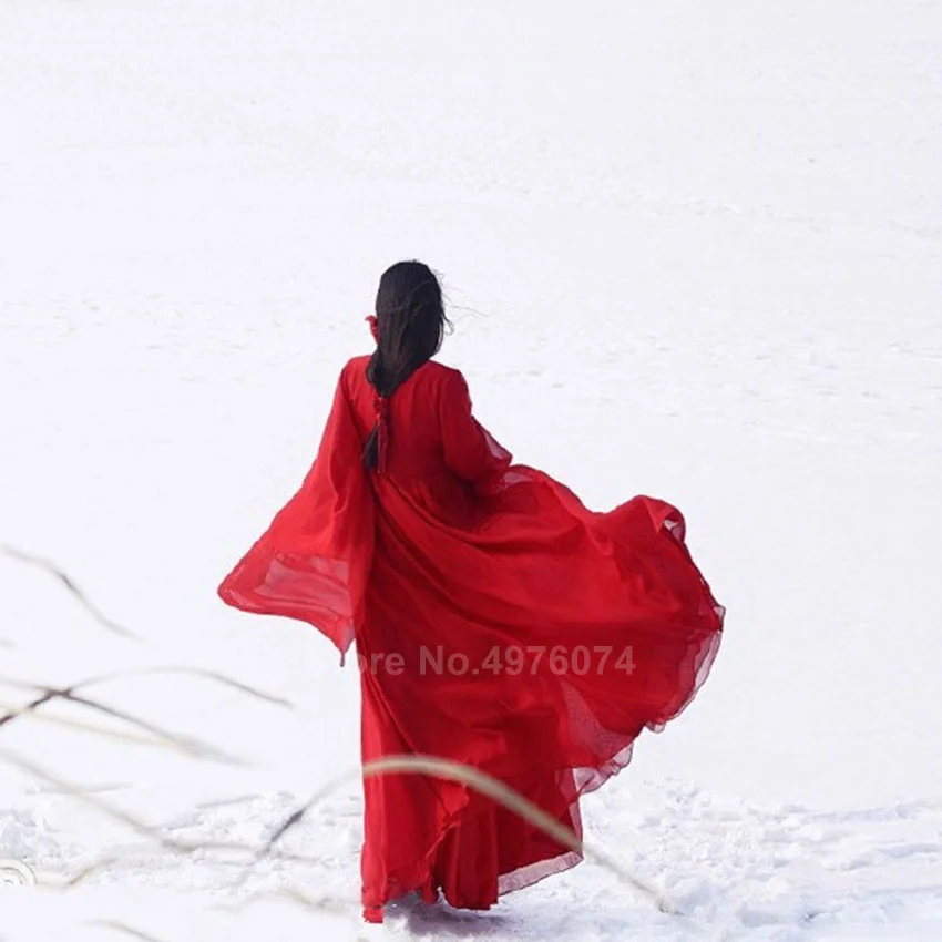 Новинка 2022 традиционное китайское платье ханьфу для женщин однотонные красные