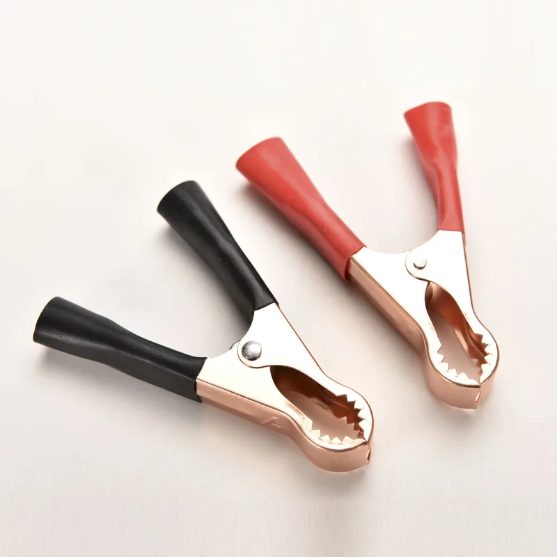 

2Pcs 50A Red + Black 80mm Promotion! Car Alligator Clips Battery Clamps Crocodile Clip