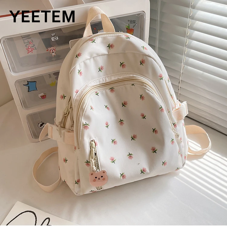 

Fresh Printed Students' Schoolbags Backpack Print Flowers Spring 2022 New Korean Junior Senior High School Backpacks Wholesale