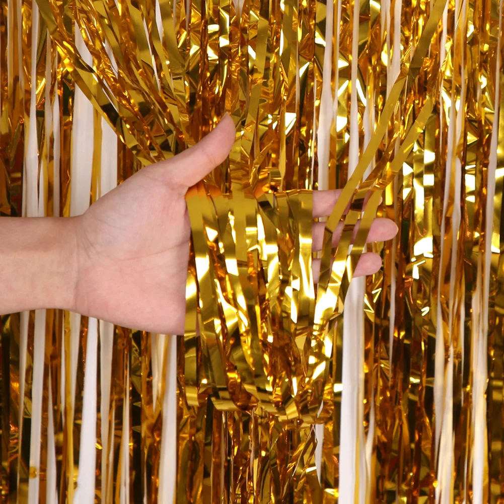 

Flat Silk Rain Curtain Multicolor New Year PET Party Spare Parts Wall Decor 1m*2.5m 1pcs Birthday Party Brand New