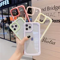 cute candy colors borders phone case military anti fall all inclusive soft protective cover for iphone 11 12 pro max mini xs xr
