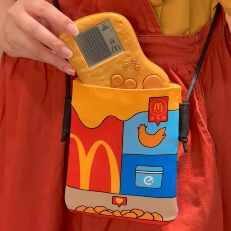 

Cartoon French Fries Packaging Bag Canvas Backpack Fried Chicken Change Wallet Mini Crossbody Handbag Funny Cute Messenger Bag