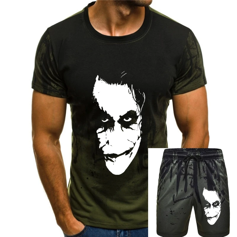 

RETNO SQUAD JOKER DARK KNIGHT TEE FREE SHIPPING S-3XL HEATH LEDGER FACE SUICIDE Cotton T-Shirt Fashion T Shirt Free Shipping