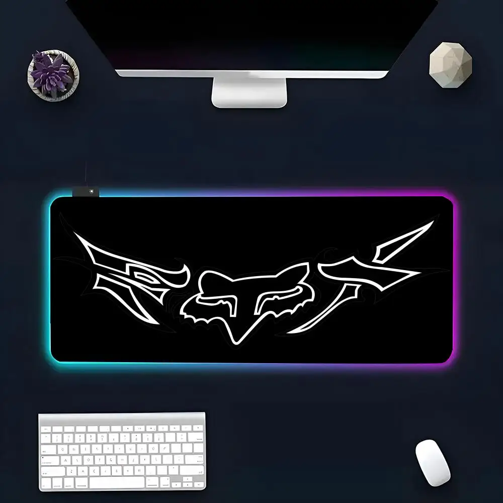 Is Car F-Fox Racing Logo MINISO Mouse Pad RGB Glow Personality Picture Custom PC Table Mat Carpet Game Player Dedicated LED