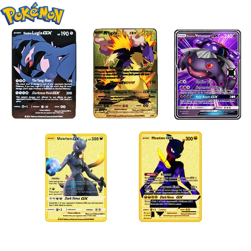 

Pikachu Charizard Mewtwo Anime figure English Gold ABS Pokemon Card Vmax V GX EX Children Toy Collection Articles Birthday Gifts