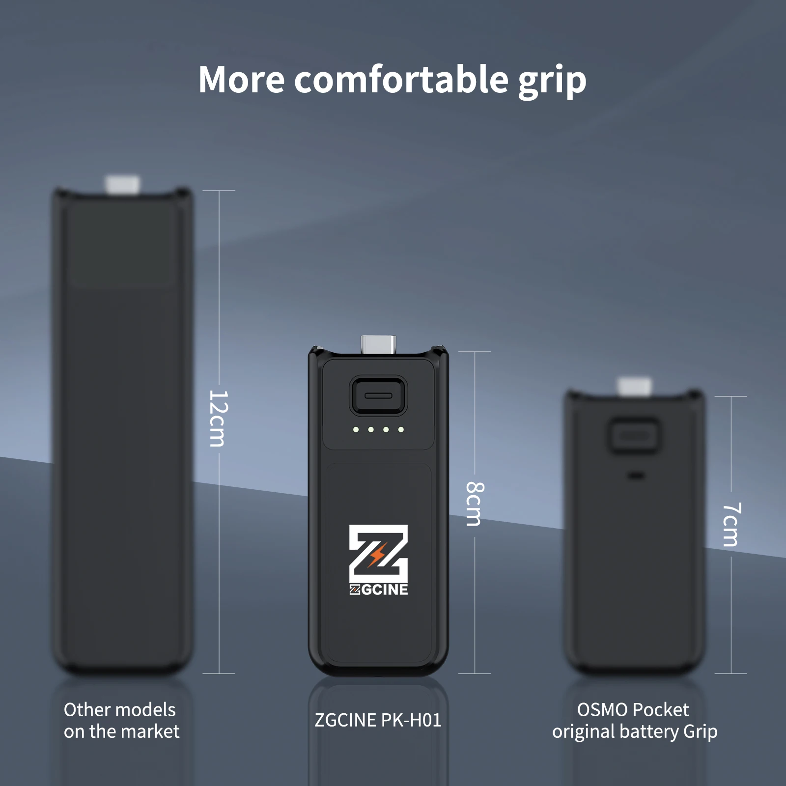 Фото ZGCINE Osmo Pocket 3 Ручка аккумулятора PK-H01 17 Вт PD Ручка аккумулятора с быстрой зарядкой 3200 мАч для DJI Pocket 3, Поддержка передачи данных №5