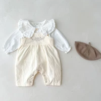 2022 autumn new baby girl sleeveless romper infant flower embroidery overalls kids loose casual jumpsuit baby girl clothes