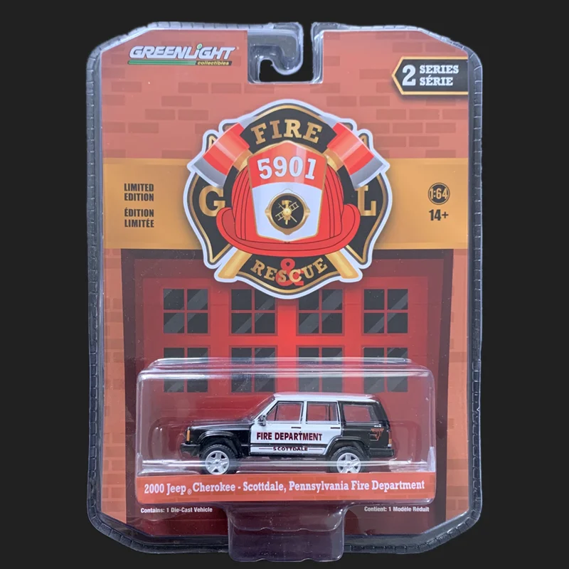 

Зеленсветильник ка 1:64 модель автомобиля из сплава Пожарная серия 2000 Jeep Cherokee коллекционный орнамент подарок