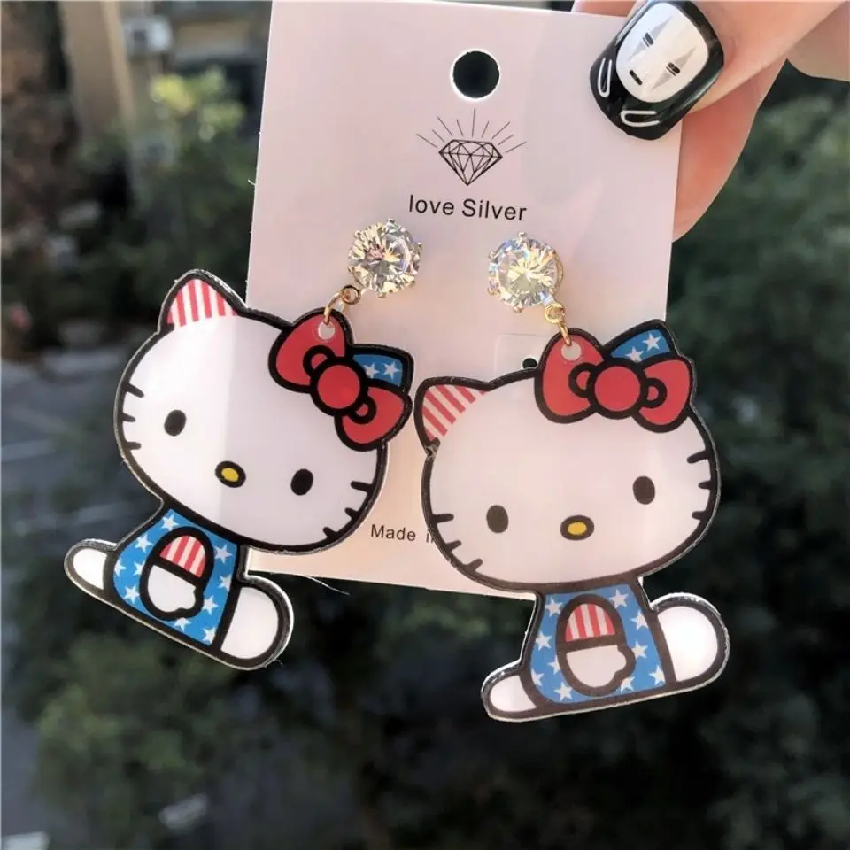 Серьги Hello Kitty милые индивидуальные Модные Акриловые корейские серьги из серебра