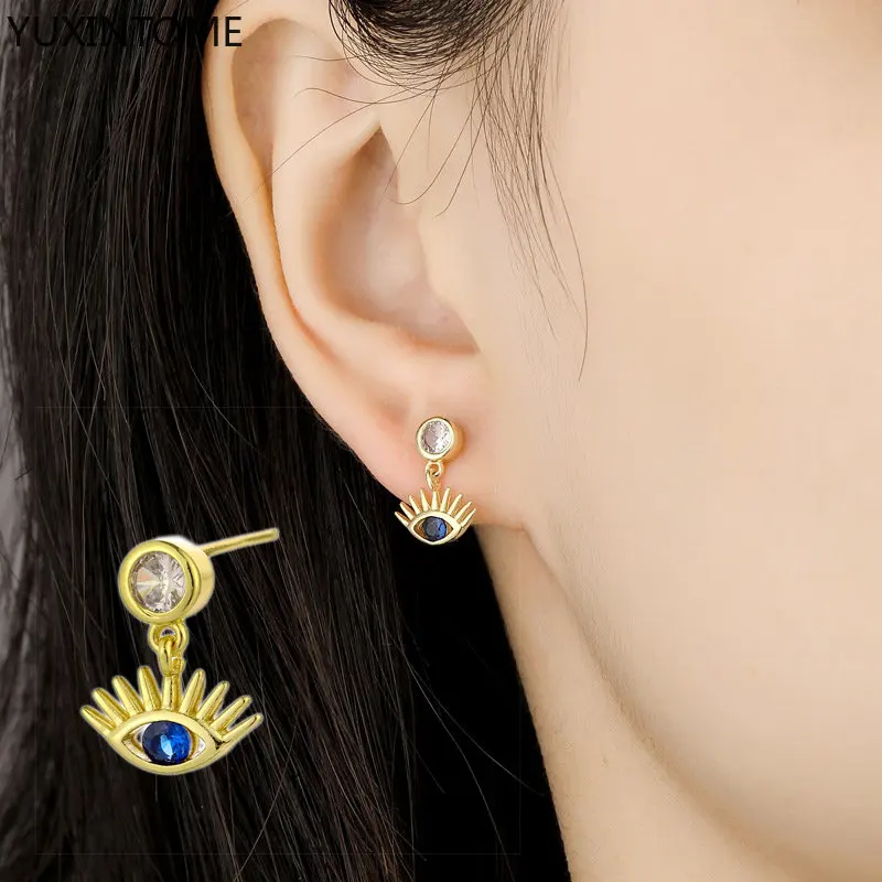 

YUXINTOME 925 Sterling Silver Needle Zircon Minimalist Zirconemon Eye Hoop Earrings For Women Jewelry Accessories Gift Girl