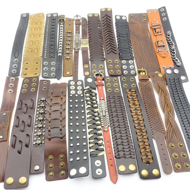 Мужские и женские браслеты из натуральной кожи 30 шт. |