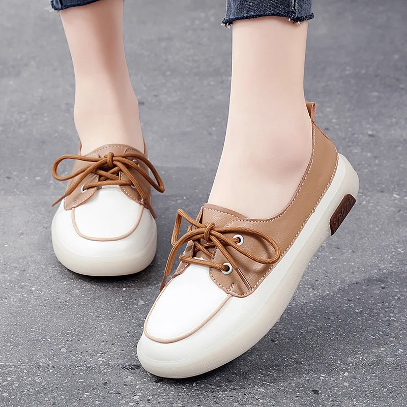 

Women New Sneakers Genuine Leather Ladies Shoes Slip On Breathable Walking Shoes Outdoor Women Shoes zapatos de mujer