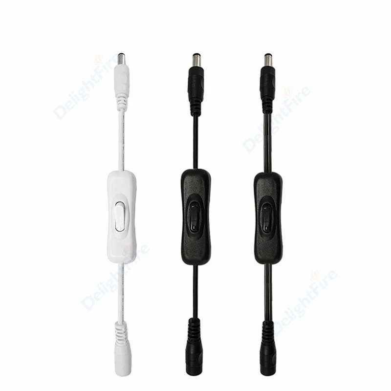 

ON/OFF Light Switch 5V/12V DC Power Cable 5.5mm 2.1mm Female Male DC Connector Cable For LED Strip Light CCTV Camera Bulbs Lamp