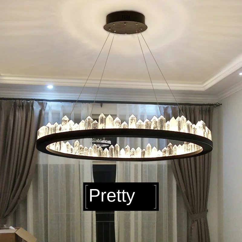 Новая хрустальная лампа круглый свет роскошная люстра с айсбергом для гостиной