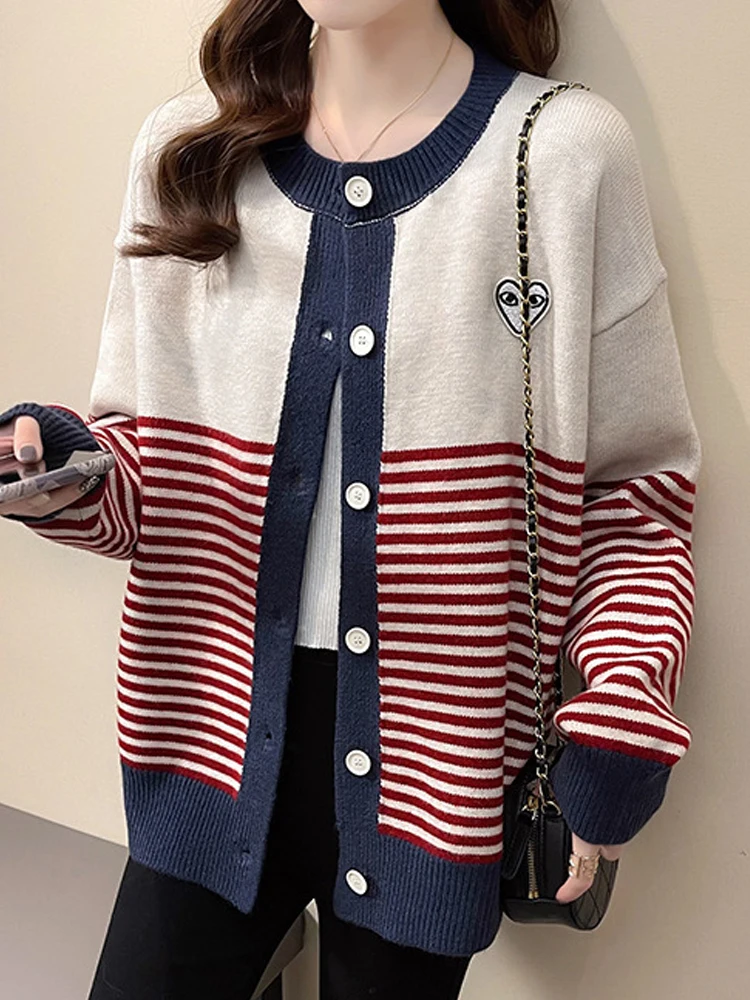 

HangCode 2022 Autumn Winter Women Cardigans Jacket Casual All Match O-neck Knitted Sweater Tops Comfy Korean Ladies Jumpers