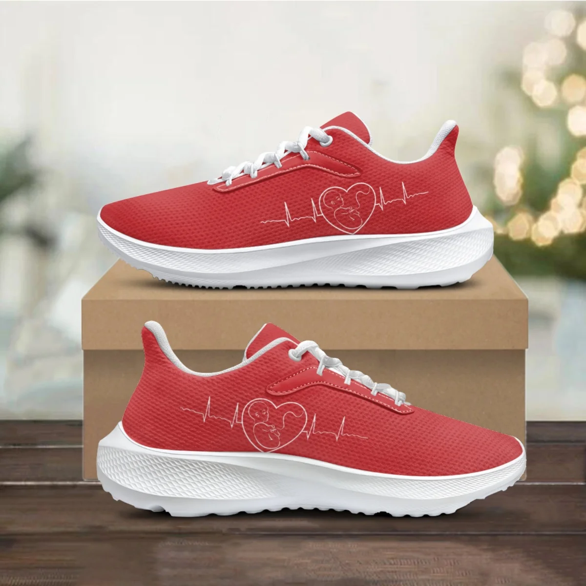

Детские кроссовки с рисунком сердцебиения для женщин и мальчиков, классические уличные спортивные кроссовки на шнуровке, комфортная Нескользящая рабочая обувь 2023