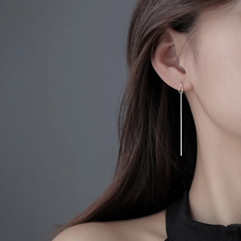 

Tassel Drop Earrings For Women Simple Style Box Chain Line Accessories Thin Mini Trendy Ear Jewelry
