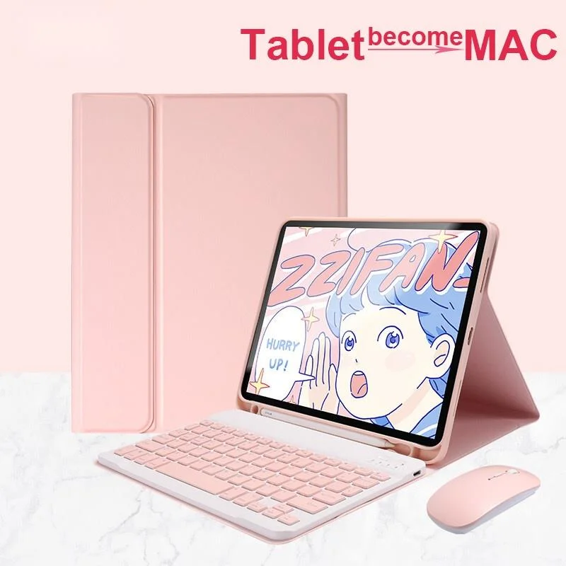 

Galaxy Tab S7 FE Keyboard Mouse Case Samsung T730 T733 T736B Plus + T970 Smart Leather Protective