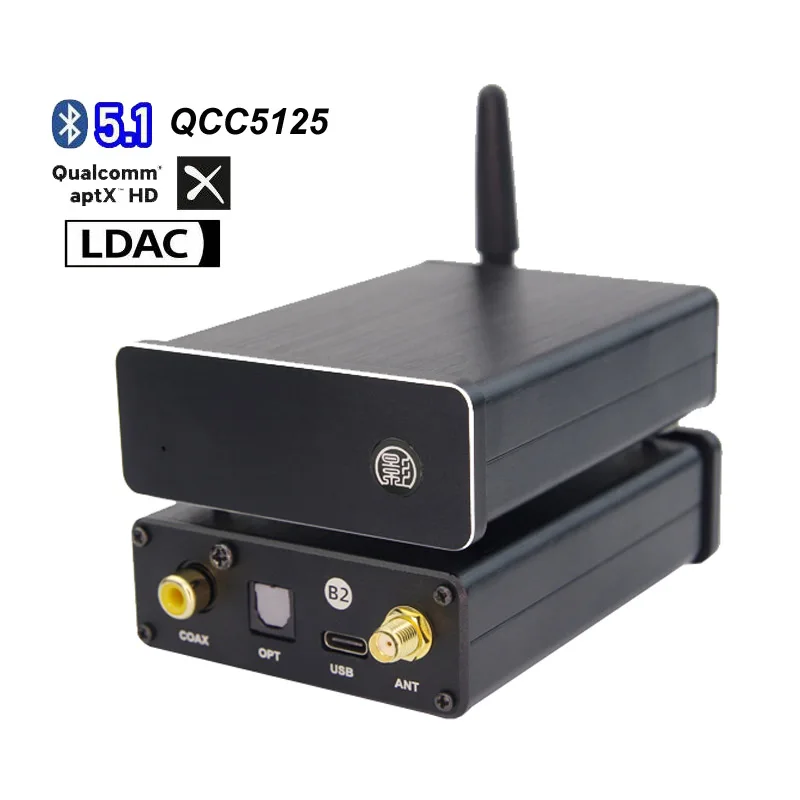 

Lusya QCC5125 Bluetooth 5.1 APTX LDAC Lossless Wireless Adapter Coaxial Fiber Output 24bit 96K DAC Decoder With Case Antenna