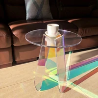 display designer round coffee table sofa bedroom child art piece iridescent transparent acrylic side table garden furniture