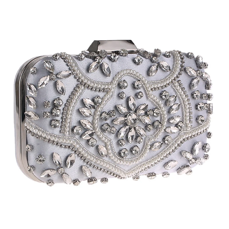 

Вечерний Клатч с бриллиантами для женщин, Свадебный клатч, кошелек на цепочке, вечерняя вечерние мочка на плечо с жемчужной ручкой