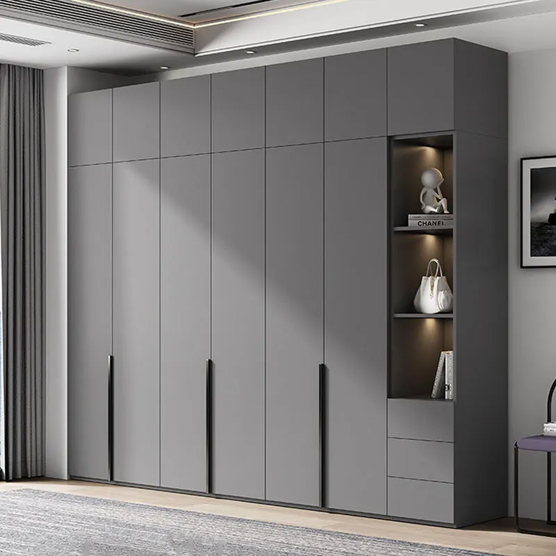 

Bedroom High-end Gray Modern Storage Cabinet, Side Cabinet, Storage Rack, Integrated Hanging Light Luxury Wardrobe