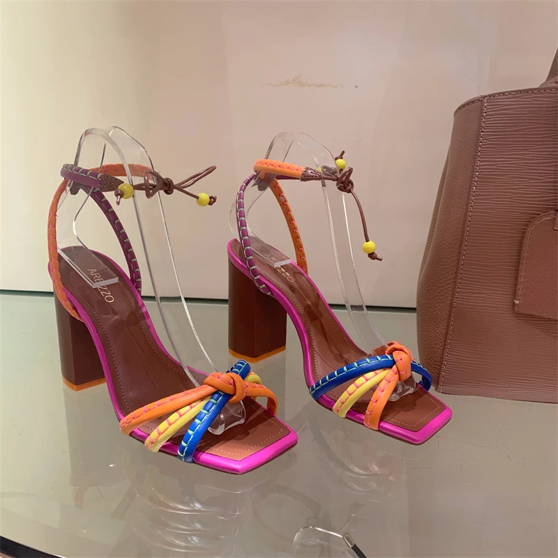 

Fashion Luxery Shoes Women 2023 New Wedding Shoes Rhinestone Ladies Party Pumps Chunky Heel Open Toed Sandals for Women