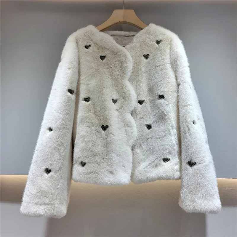

2022 Autumn Winter New Fur Coat Heavy Industry Mink Thickened Warm Faux Fur Coats Women Loose Wool Jackets Outwear Femme