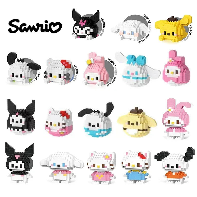 

Cinnamoroll Sanrio Blocks Anime Figure Hello Kitty kawaii Kuromi Melody Mini Building Block Lntelligence kids Toys Holiday Gifts