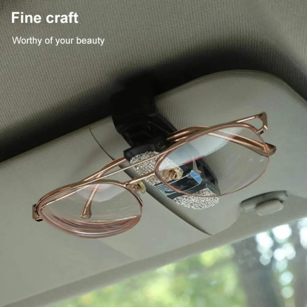 

Rhinestone Multifunctional Car Diamond Glasses Clip Fashion Sunglasses Clip Mask Ticket Storage Clip Universal