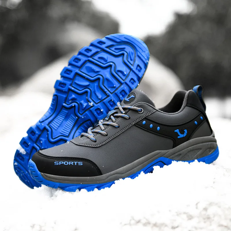 

Classic Microfiber Blue Men's Outdoor Shoes Mountain Climbing Hiking Shoes Man Non-slip Wear-resistance Walking Sneakers for Men