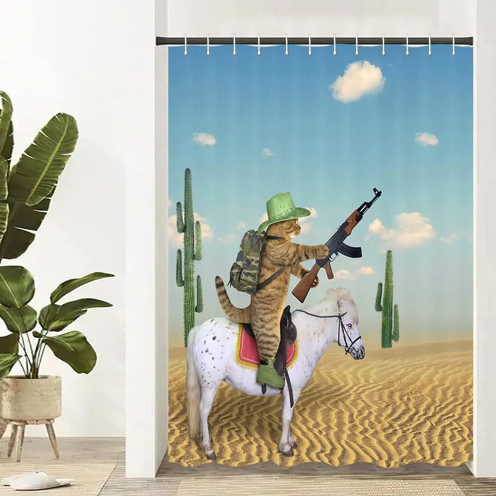 Забавные занавески для душа с изображением животных ванной комнаты ковбойские