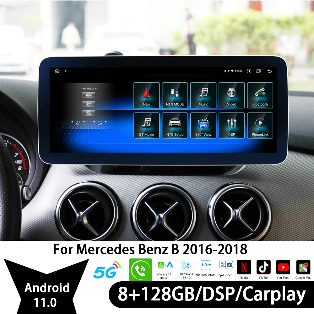 

Автомагнитола для Mercedes Benz B 2016 2017 2018, видеомагнитола, Bluetooth, стерео, автомобильные мультимедийные проигрыватели, 2 Din, GPS, Carplay