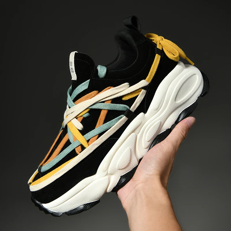 

INS/Повседневные кроссовки унисекс на массивном каблуке для мужчин и женщин; Уличная обувь для бега; Высокая эластичная обувь, увеличивающая ...