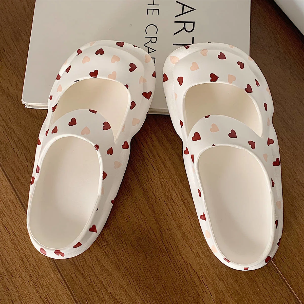 

SP&CITY Sweet Love Heart Korean Fashion Sandals Women's Summer Students Outdoor Indoor Shoes Soft EVA Thick Bottom Cute Slippers