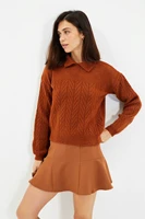 trendyol mesh detailed knitwear sweater twoaw22kz1620