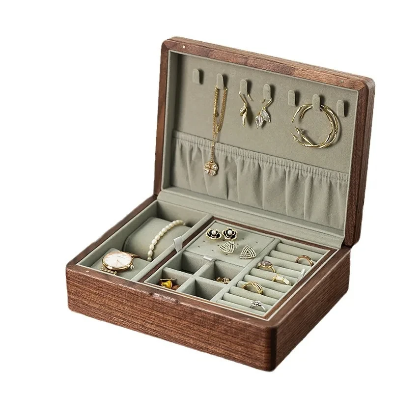 

Деревянный ящик для хранения украшений черного ореха