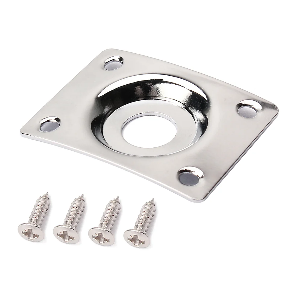 

Square Curved Guitar Jack Plate Indented 1/4 Inch Guitar Pickup Output Input Jack Socket Plate Metal Jack Plate With Screws for