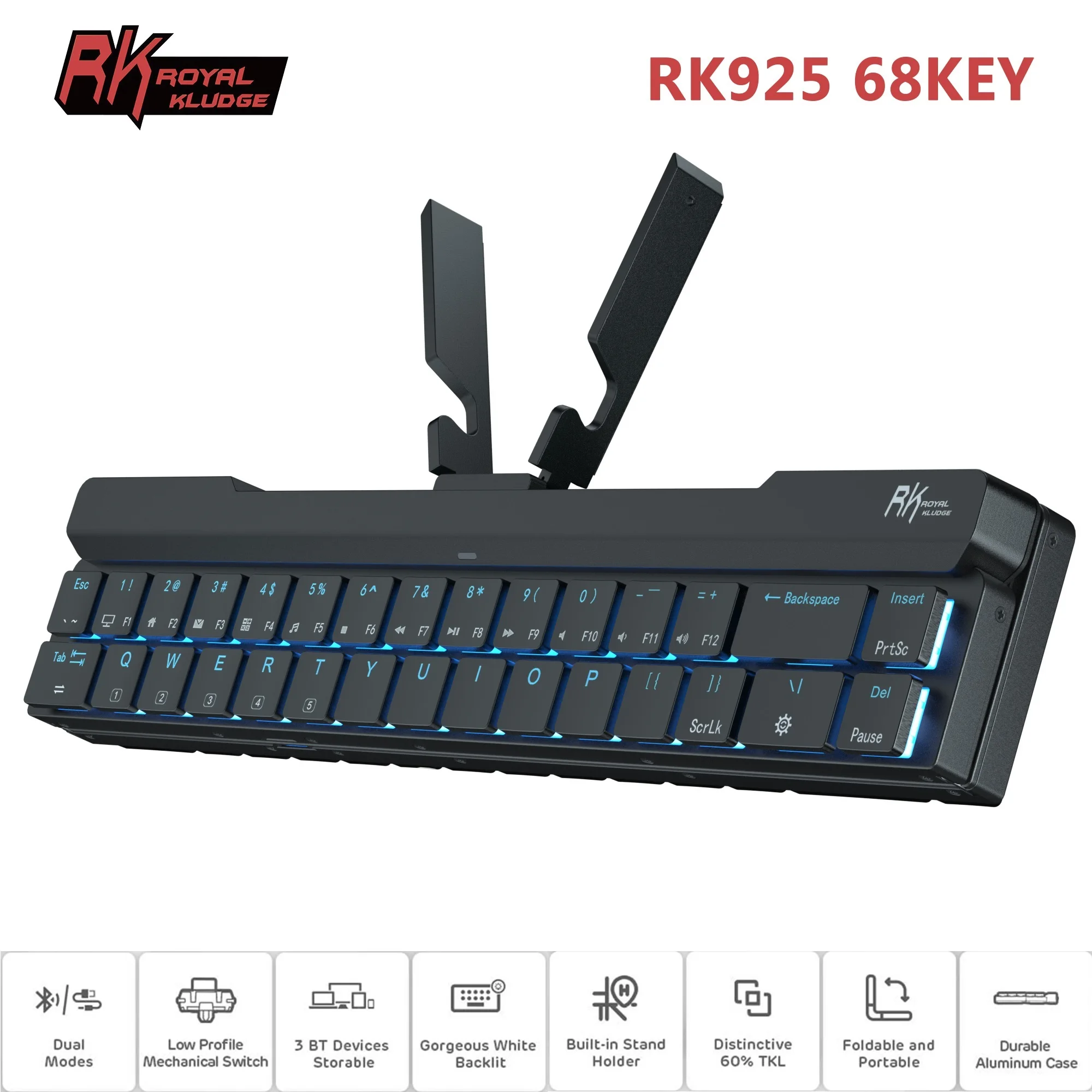 

Складная механическая мини-клавиатура Royal Kludge RK925, портативная беспроводная Bluetooth игровая клавиатура для планшетов и ноутбуков